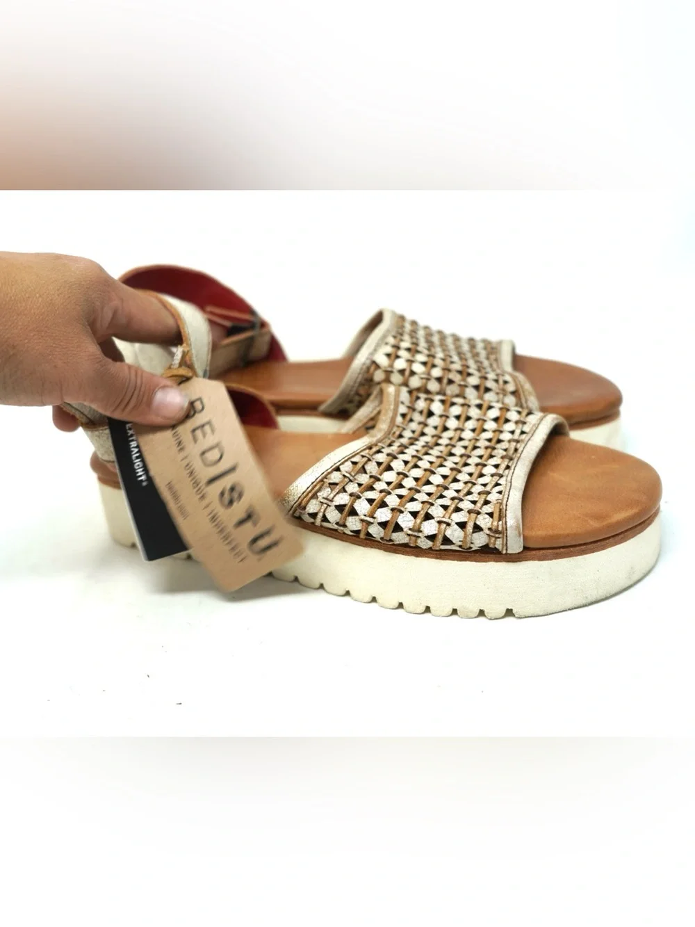 Bed Stu Brisa Women’s Woven Leather Platform Buckle Sandals Brown Size 9 NWT